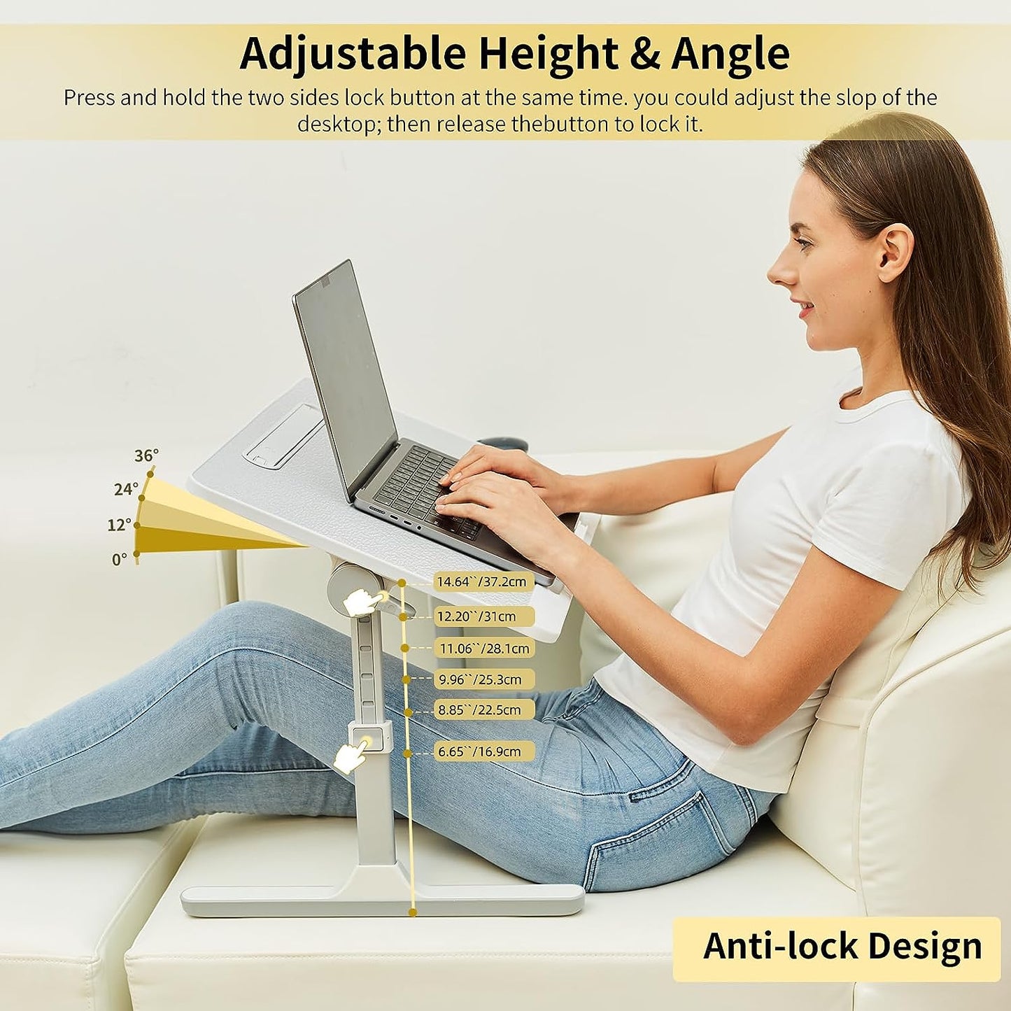 Adjustable laptop desk with LED lamp - Work with comfort