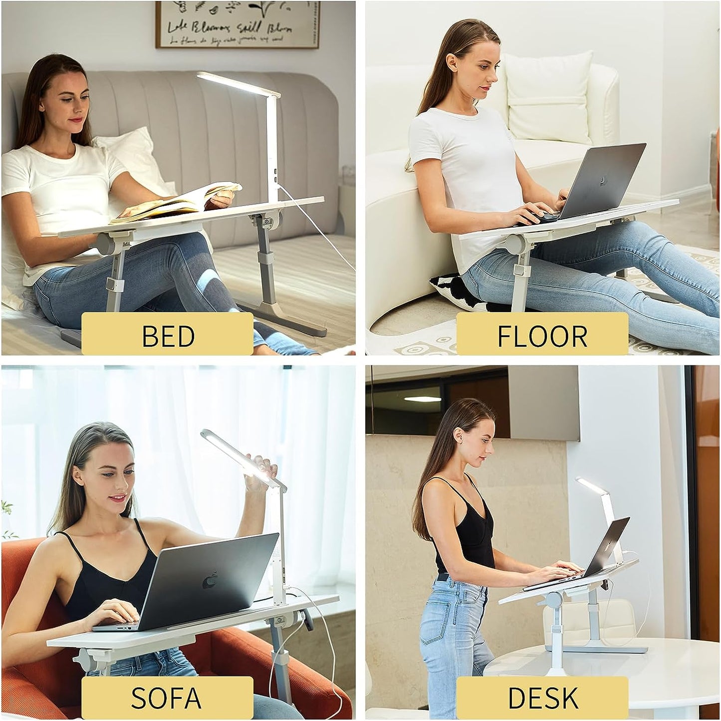 Adjustable laptop desk with LED lamp - Work with comfort