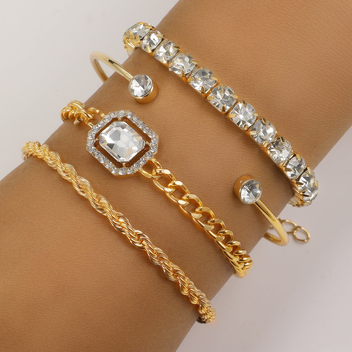 Elegant 4 pc Crystal Bracelet Set