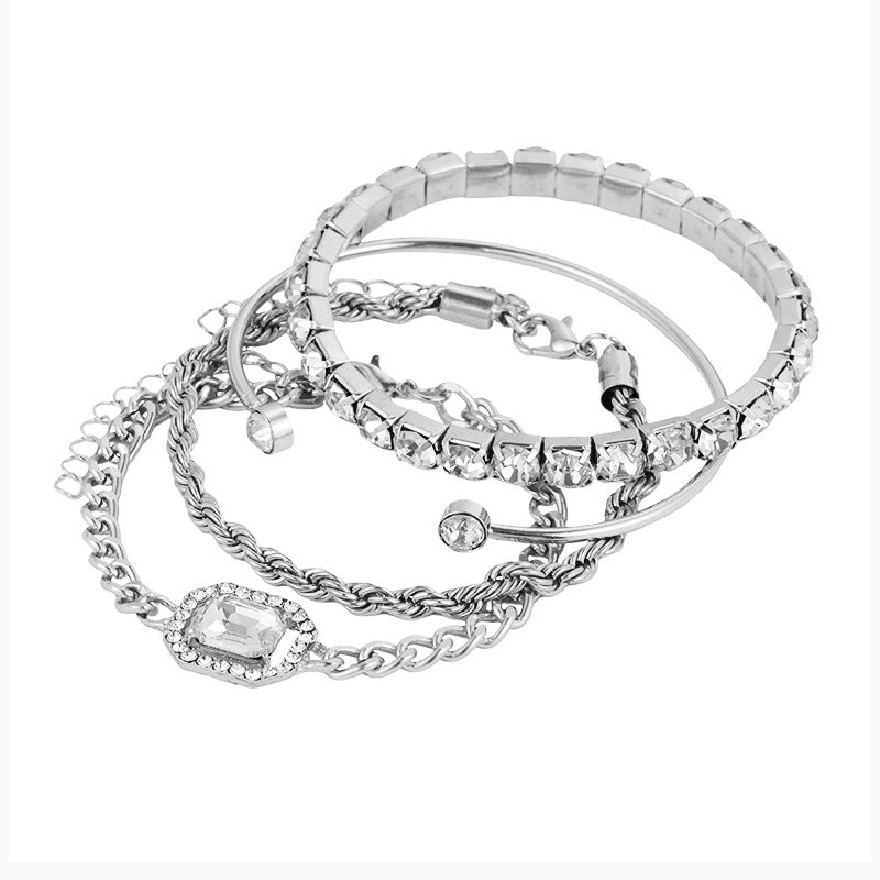 Elegant 4 pc Crystal Bracelet Set