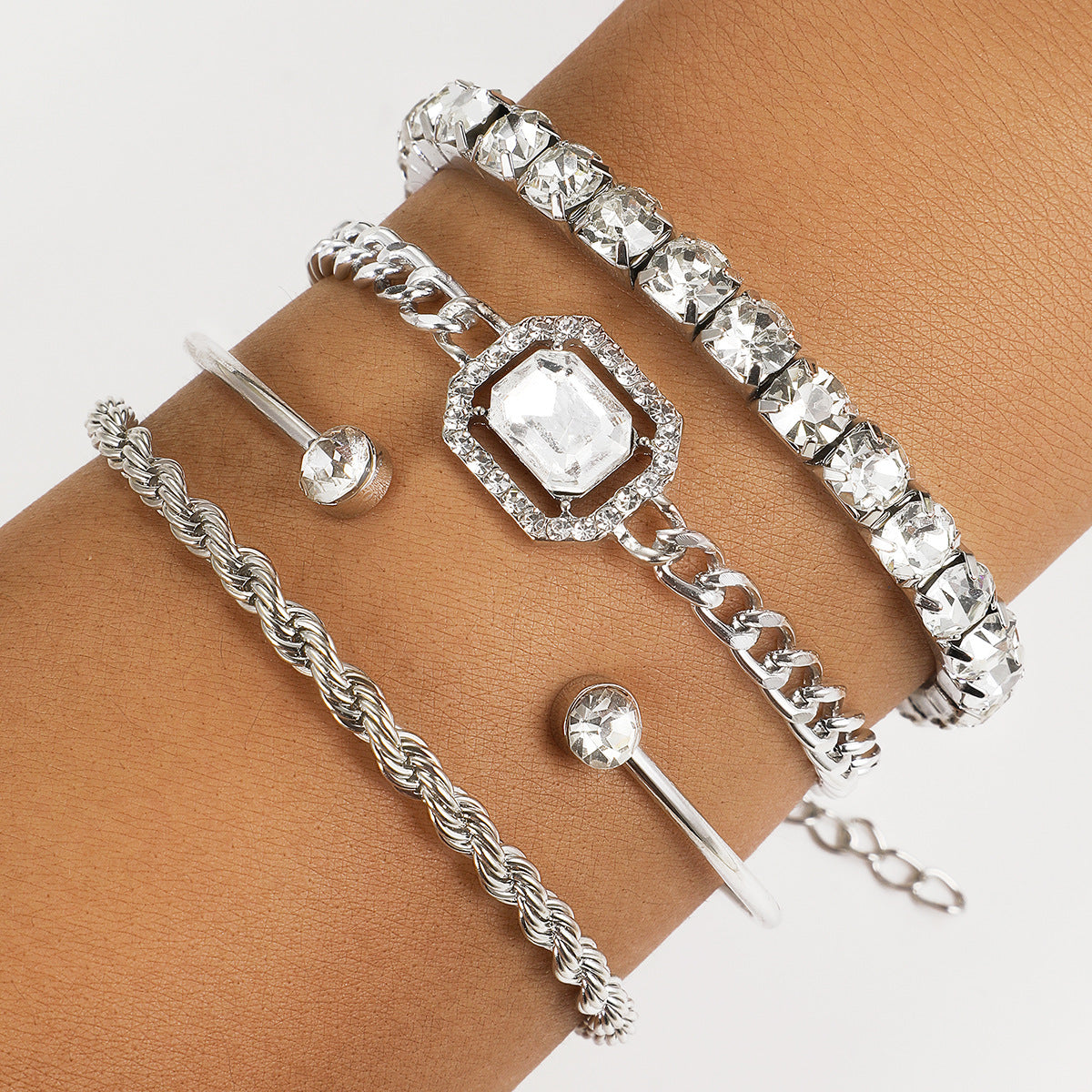 Elegant 4 pc Crystal Bracelet Set