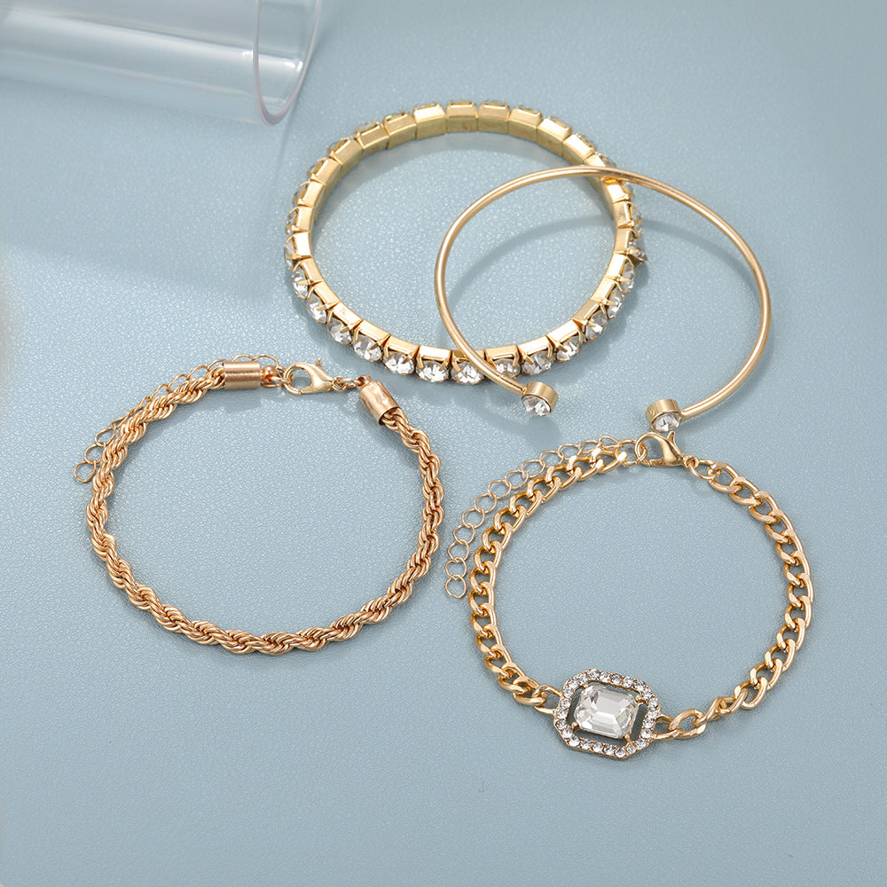 Elegant 4 pc Crystal Bracelet Set