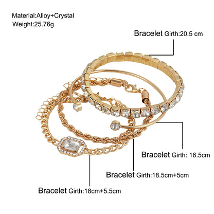 Elegant 4 pc Crystal Bracelet Set