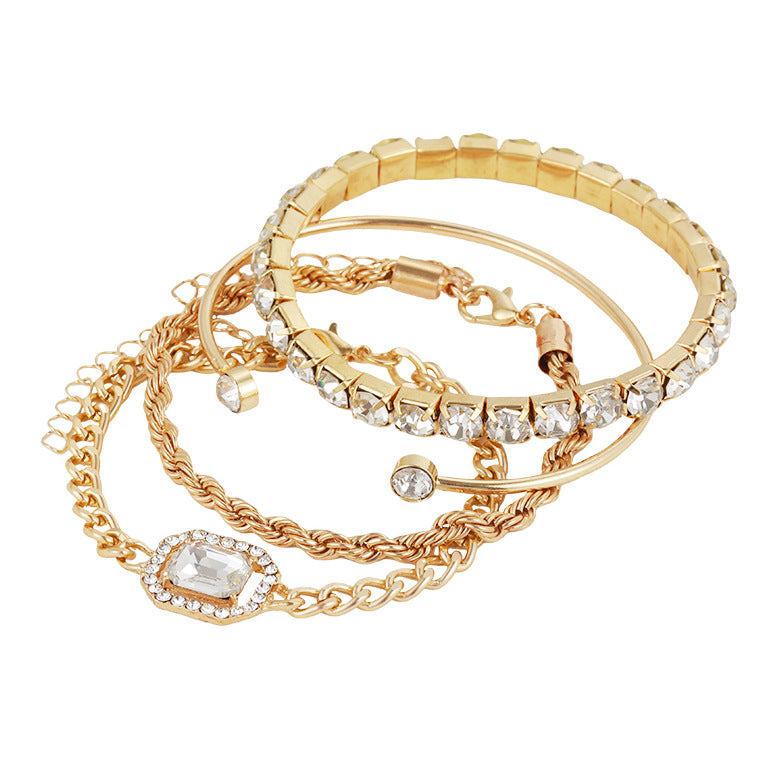 Elegant 4 pc Crystal Bracelet Set