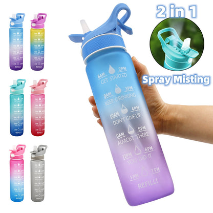 Mist Spray Water Tracker Bottle